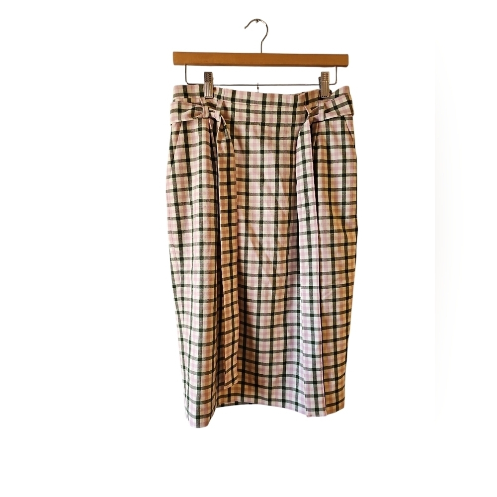 Ann Taylor sz 8 petite green pink paperbag waist summer midi skirt new WSK89 - Picture 2 of 7